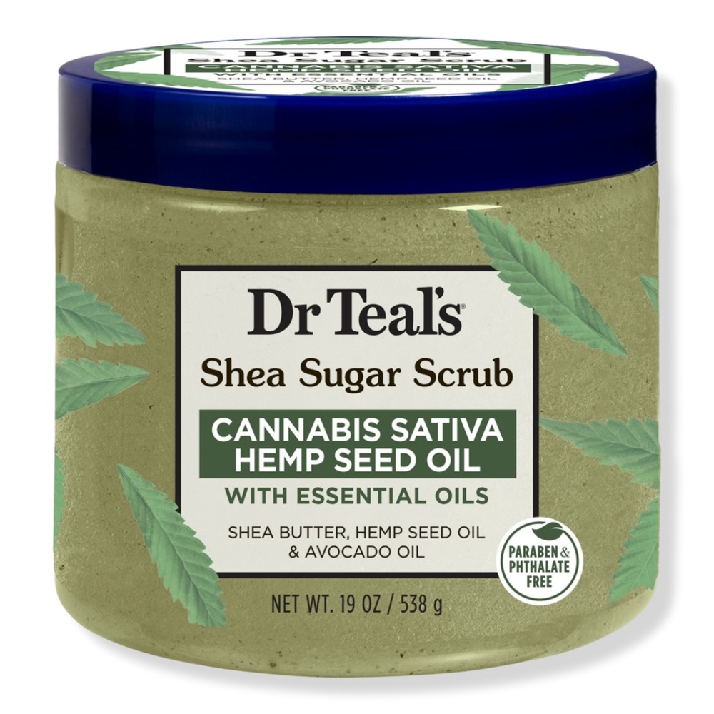 NEW Dr Teal's Shea Sugar Body Scrub w Cannabis Hemp Seed Oil & Essential Oils